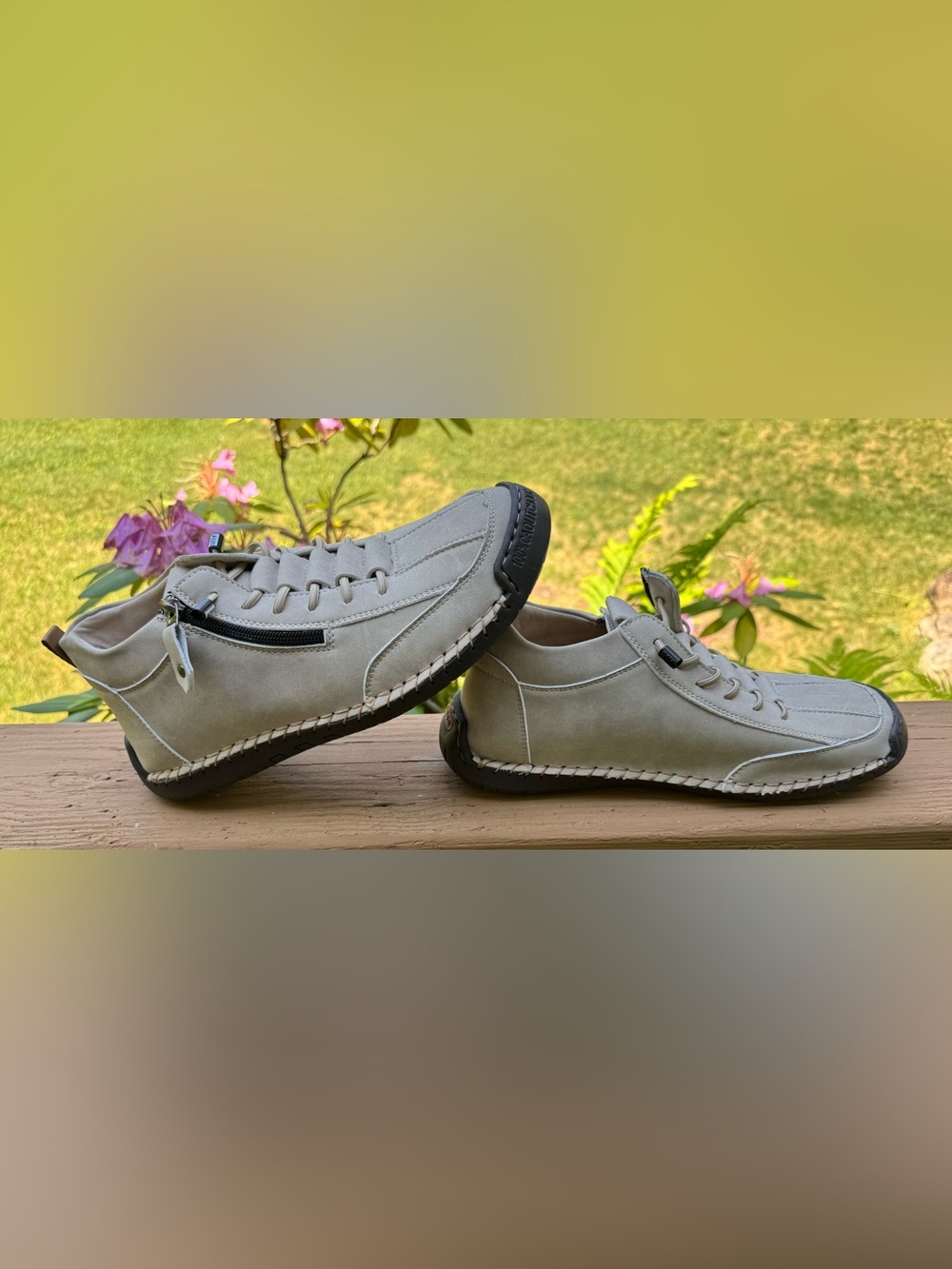 Men's Casual Slip-On Loafers in Light Gray with Side Zipper